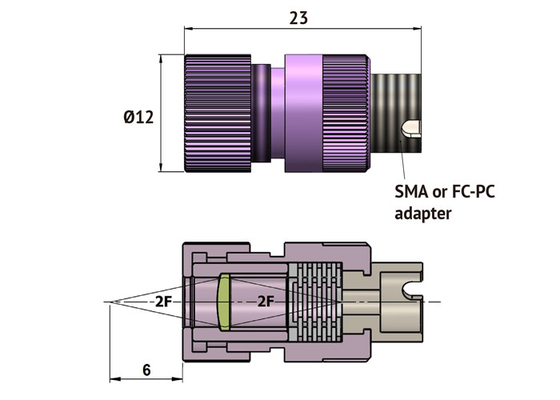 光ファイバケーブルFC/PCか中間の赤外線再び焦点を合わせる対物レンズが付いているSMAのコネクター