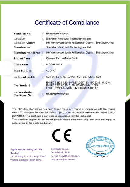 中国 Shenzhen Hicorpwell Technology Co., Ltd 認証
